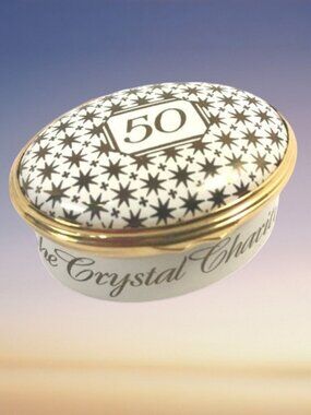 Halcyon Days Enamels 50th Anniversary Crystal Charity Ball Trinket Box Limited